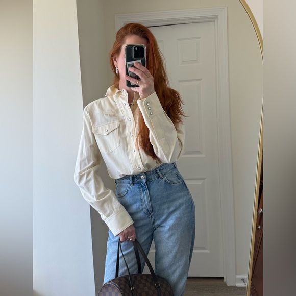 NWT MANGO Cotton shirt with shoulder pads size M - Picture 7 of 7